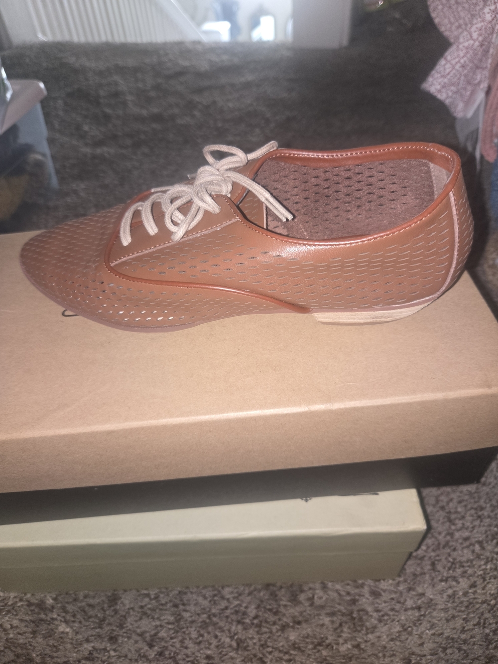 Women’s Perforated Lace-Up Flat - Brown